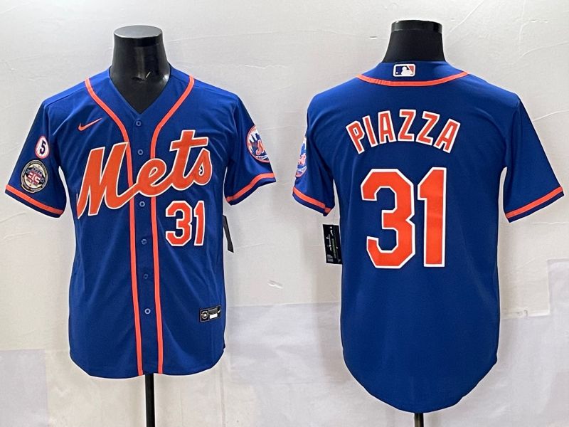 Men 2025 New York Mets #31 Piazza Blue Game Nike MLB Jersey style 03